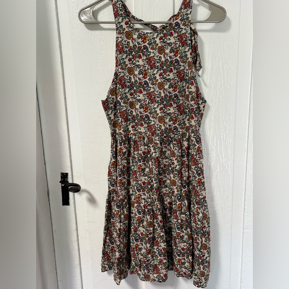 NWT Natural life floral Halter tiered Rayon Boho dress size XS